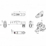 Коннектор Hyperline Разъем полевой оконцовки RJ-45 (8P8C) под витую пару угловой для одножильного кабеля toolless категория 6A PLUD-A-8P8C-S-C6A-SH