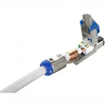 Инструмент для монтажа СКС Hyperline Разъем полевой оконцовки RJ-45 (8P8C) под витую пару для одножильного кабеля PLUE-8P8C-S-C8-SH-BL