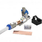 Инструмент для монтажа СКС Hyperline Разъем полевой оконцовки RJ-45 (8P8C) под витую пару для одножильного кабеля PLUE-8P8C-S-C8-SH-BL