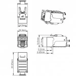 Коннектор Hyperline Вставка Keystone Jack RJ-45(8P8C) категория 6 экранированная KJ9-8P8C-C6-90-SH-F