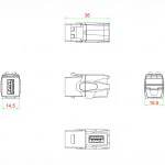 Кабельный канал Hyperline Вставка формата Keystone Jack с проходным адаптером USB 3.0 (Type A) 90 градусов KJ1-USB-VA3-BK