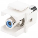 Аксессуар для оптических сетей Hyperline Вставка формата Keystone Jack с проходным адаптером RCA (синий) D type ROHS белая KJ1-RCA/BL-D-WH