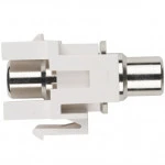 Аксессуар для оптических сетей Hyperline Вставка формата Keystone Jack с проходным адаптером RCA (синий) D type ROHS белая KJ1-RCA/BL-D-WH