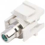 Аксессуар для оптических сетей Hyperline Вставка формата Keystone Jack с проходным адаптером RCA (зеленый) D type ROHS белая KJ1-RCA/GN-D-WH