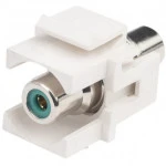 Аксессуар для оптических сетей Hyperline Вставка формата Keystone Jack с проходным адаптером RCA (зеленый) D type ROHS белая KJ1-RCA/GN-D-WH