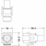 Модуль Hyperline Модуль формата Keystone Jack с проходным адаптером TRS 3.5 мм gold plated ROHS белый KJ1-TRS-D3.5G-WH