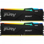 ОЗУ Kingston Fury Beast Black RGB KF560C30BBEAK2-16 DIMM, DDR5, 16 Гб (2 х 8 Гб), 6000 МГц