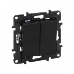 Legrand Переключатель двухклавишный крестовой Niloe Step 10А авт.клеммы Чёрный 863508