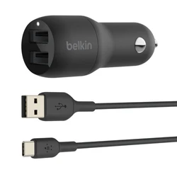 Belkin Car Charger 24W Dual USB-A CCE001BT1MBK 24