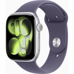 Apple Watch Series 11 46mm Silver Aluminium Case With Purple Fog Sport Band S/M MEV94X/A