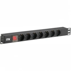Аксессуар для серверного шкафа ITK PDU 7 розеток DIN49440 (нем. cтанд.), с LED выключателем PH12-7D3