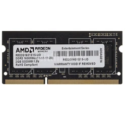 ОЗУ AMD DDR3 2Gb 1600MHz R532G1601S1S-UO SO-DIMM, DDR3, 2 Гб, 1600 МГц