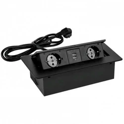 Распределитель питания Premier 2R USB Horizontal Black PX/BL-HOR-2R-2USB-BLK
