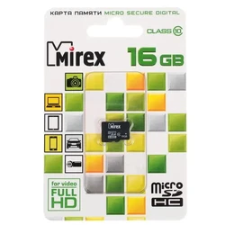 Флеш (Flash) карты Mirex microSDHC [13612-MC10SD16] 16 ГБ