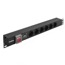 Аксессуар для серверного шкафа ExeGate PDU-19H607 Al-6S-C14-SW-SPD1 EX280832RUS