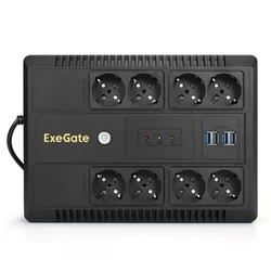 Источник бесперебойного питания ExeGate NEO NNB-1000.LED.AVR.8SH.CH EX293855RUS 1000 ВА, 650 Вт