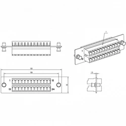 Аксессуар для серверного шкафа Hyperline Панель для FO-19BX с 24 LC адаптерами FO-FPM-W120H32-24LC-BL