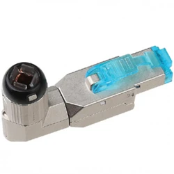 Коннектор Hyperline Разъем полевой оконцовки RJ-45 (8P8C) под витую пару угловой для одножильного кабеля toolless категория 6A PLUD-A-8P8C-S-C6A-SH