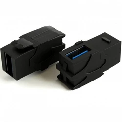 Кабельный канал Hyperline Вставка формата Keystone Jack с проходным адаптером USB 3.0 (Type A) 90 градусов KJ1-USB-VA3-BK