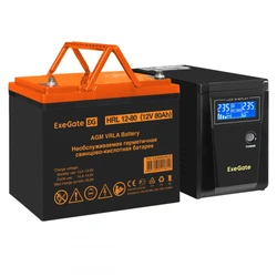 Источник бесперебойного питания ExeGate EX295986RUS + батарея 80Aч EX285654RUS 1шт EX296779RUS 600 ВА, 360 Вт