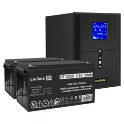 Источник бесперебойного питания ExeGate EX295989RUS + батарея 150Aч EX282990RUS 2шт EX296855RUS 2000 ВА, 1600 Вт