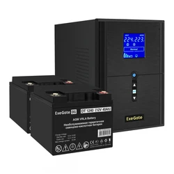 Источник бесперебойного питания ExeGate EX295989RUS + батарея 40Aч EX282976RUS 2шт EX296839RUS 2000 ВА, 1600 Вт