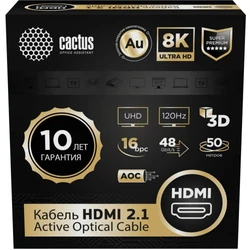 Кабель интерфейсный Cactus Кабель HDMI - HDMI, 50м, Cactus CS-HDMI-AOC-2.1-50