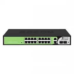 Коммутатор BDCOM S1500-16P2G2S 1000 Base-T (1000 мбит/с), 2 SFP порта