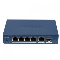 Коммутатор Hikvision DS-3E1506P-EI/M-4P1T1F 1000 Base-T (1000 мбит/с), 1 SFP порт