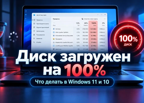 Диск загружен на 100% в Windows 11 и Windows 10: причины и решения