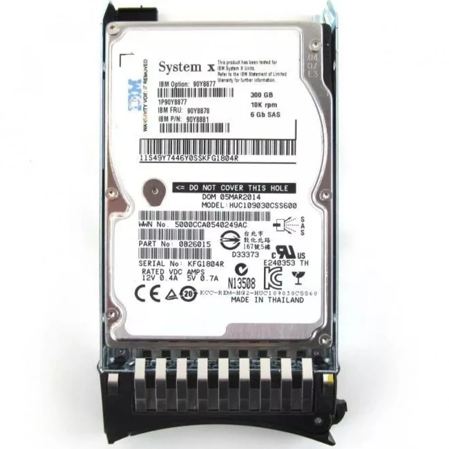 Серверный жесткий диск IBM 300GB 10K 6Gbps SAS 2.5" SFF G2HS HDD 90Y8877 (HDD, 2,5 SFF, 300 ГБ, SAS)