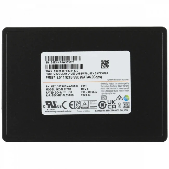 Серверный жесткий диск Samsung PM897 MZ7L31T9HBNA-00A07 SSD, 2,5 SFF, 1.92 ТБ, SATA