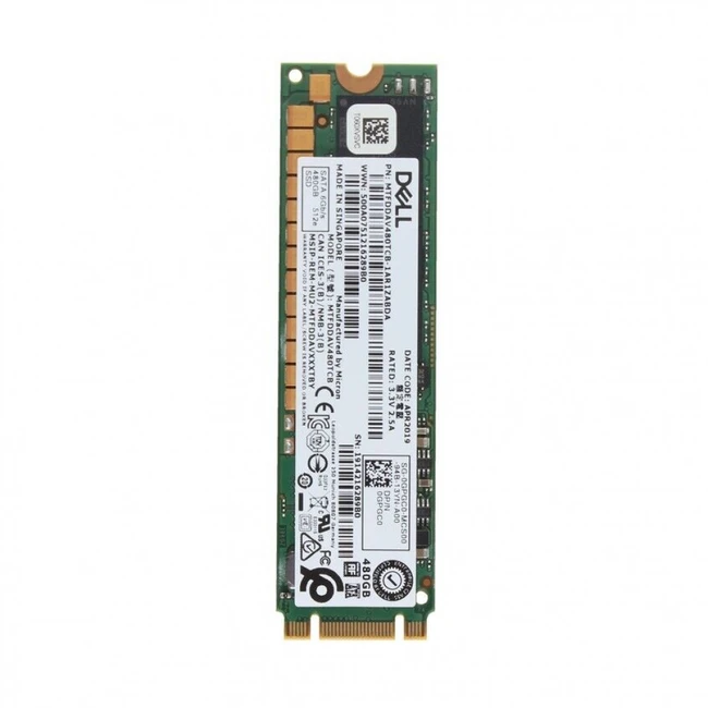 Серверный жесткий диск Dell 480GB SSD M.2 SATA 6Gbps 512e 400-BLCK SSD, M.2, 480 ГБ, SATA