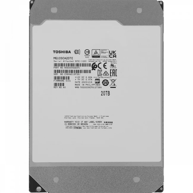 Серверный жесткий диск Toshiba Server 7200 MG10SCA20TE HDD, 3,5 LFF, 20 ТБ, SAS