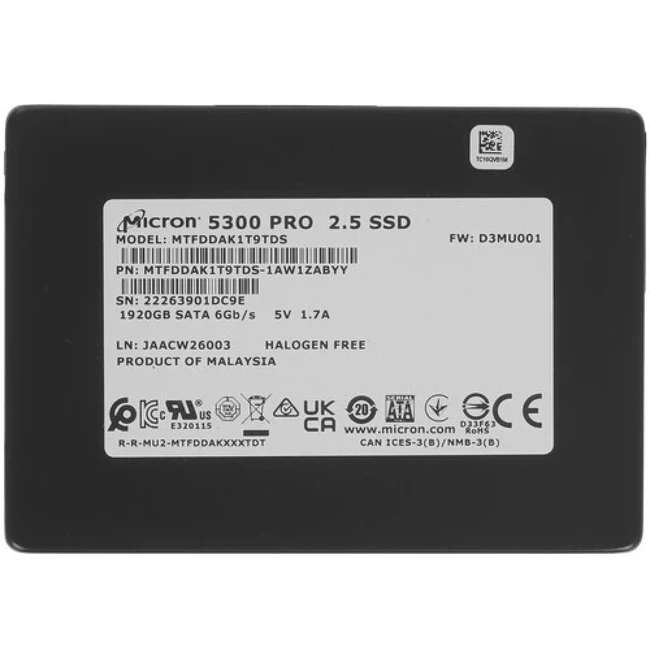 Серверный жесткий диск Micron 02313FAE SSD, 2,5 SFF, 1.92 ТБ, SATA
