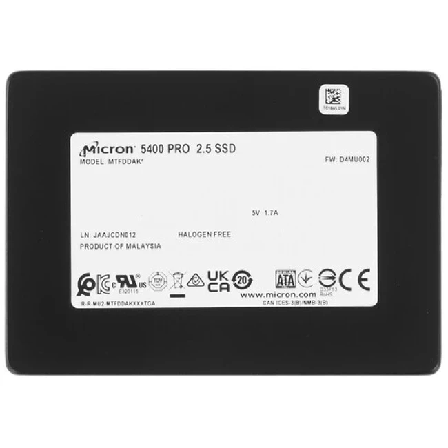 Жесткий диск Micron 5400 PRO MTFDDAK960TGA-1BC1ZABYY SSD (твердотельные), 960 ГБ, 2.5 дюйма, SATA