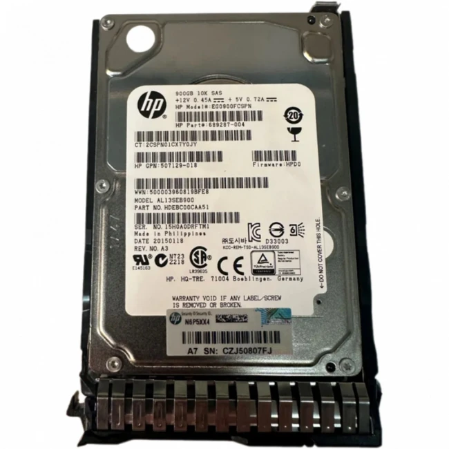 Серверный жесткий диск HPE 900GB 6G SAS 10K rpm SFF (2.5-inch) SC Enterprise 652589-B21 (HDD, 2,5 SFF, 900 ГБ, SAS)