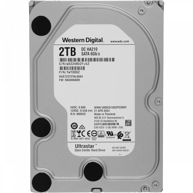 Серверный жесткий диск Western Digital Ultrastar DC HA210 HUS722T2TALA604 HUS722T2TALA604_1W10002 (HDD, 3,5 LFF, 2 ТБ, SATA)