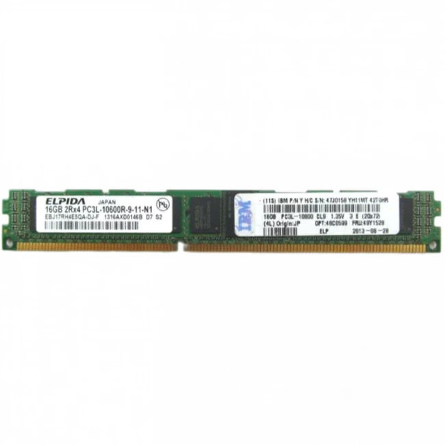 Серверная оперативная память ОЗУ IBM 16GB (1x16GB, 2Rx4, 1.35V) PC3L-10600 CL9 ECC DDR3 1333MHz VLP RDIMM 46C0599 16 ГБ, DDR3