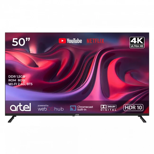 Телевизор Artel A50MQA800 50 ", Smart TV, Черный