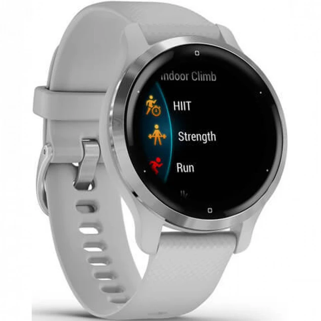 Garmin Venu 2S Silver Bezel with Mist Gray Case and Silicone Band 010-02429-12