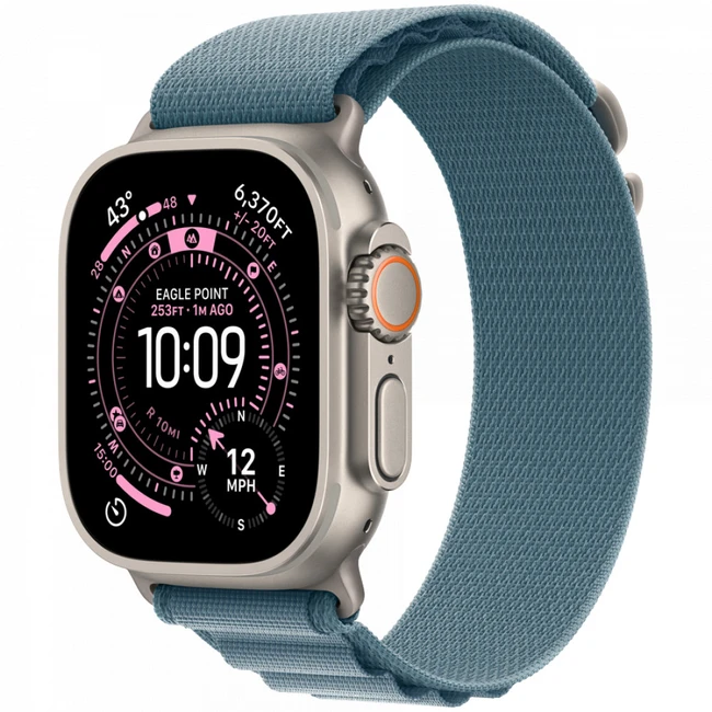 Apple Watch Ultra 3 GPS + Cellular 49mm Natural Titanium Case with Light Blue Alpine Loop - Medium MEWM4QR/A