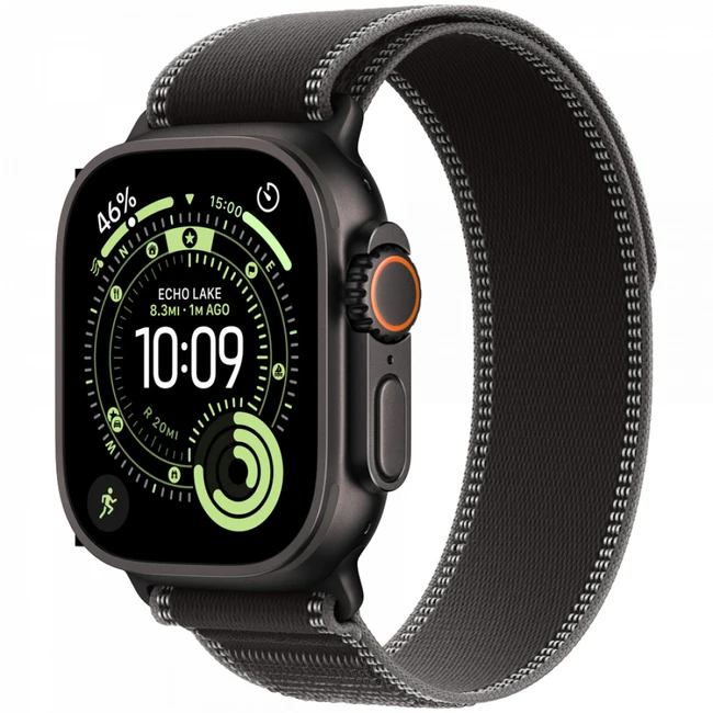 Apple Watch Ultra 3 GPS + Cellular 49mm Black Titanium Case with Black/Charcoal Trail Loop - S/M MF1D4QR/A