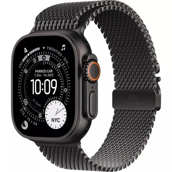 Apple Watch Ultra 3 GPS + Cellular 49mm Black Titanium Case with Black Titanium Milanese Loop - Small MF1N4QR/A