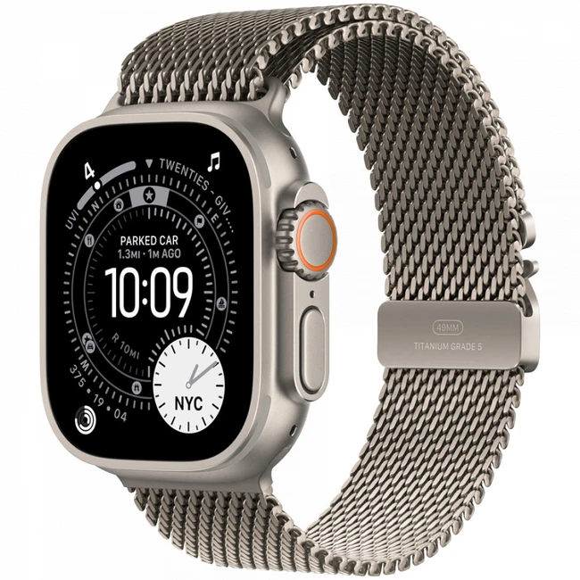 Apple Watch Ultra 3 GPS + Cellular 49mm Natural Titanium Case with Natural Titanium Milanese Loop MEWY4QR/A