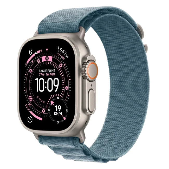 Apple Watch Ultra 3 GPS + Cellular 49mm Natural Titanium Case with Light Blue Alpine Loop - Large MEWP4QR/A