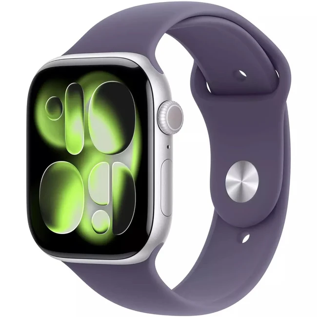 Apple Watch Series 11 GPS 46mm Silver Aluminium Case with Purple Fog Sport Band - M/L MEVA4RK/A