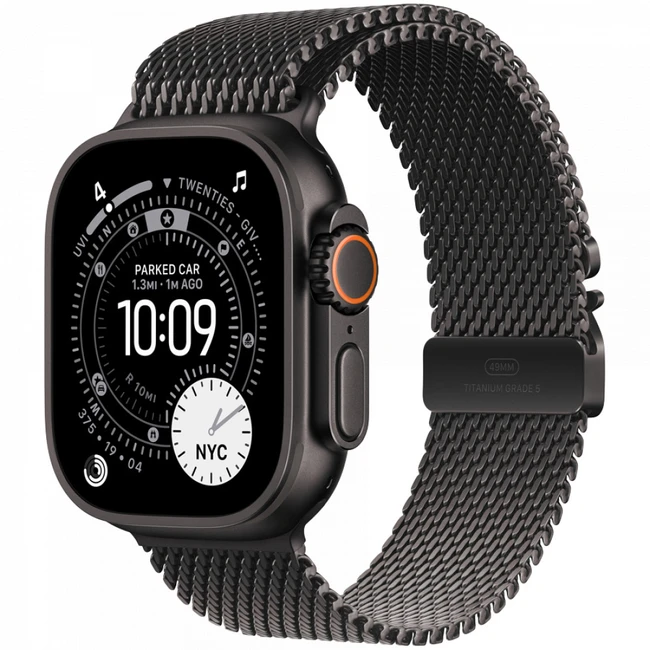 Apple Watch Ultra 3 GPS + Cellular 49mm Black Titanium Case with Black Titanium Milanese Loop - Medium MF1Q4QR/A