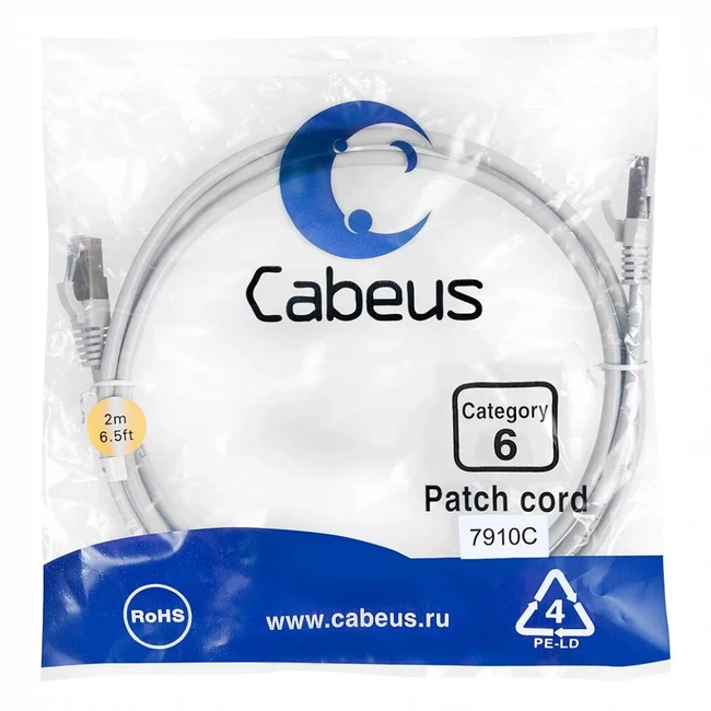 Патч-корд Cabeus PC-FTP-RJ45-Cat.6-2m-LSZH
