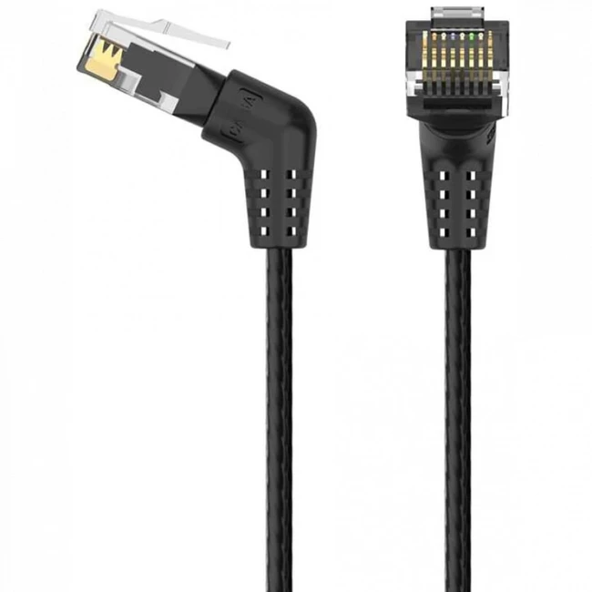 Патч-корд Vention Патч-корд прямой UTP cat.6a, RJ45 угол 90 - 12м. Черный IBOBM